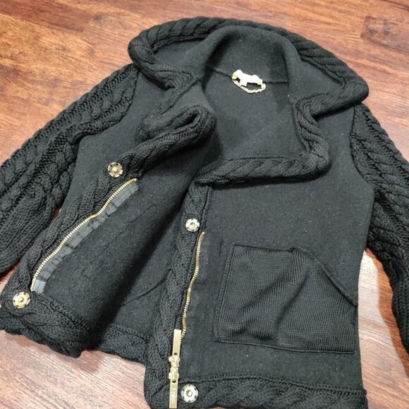 Knitss Wool Cable Knit Black Thick Lux Cardigan Twee M - Picture 9 of 16